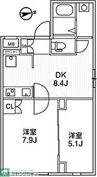 アルティザ新宿落合ソノリテ 2DKの間取図画像