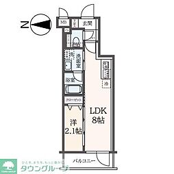 ハーモニーレジデンス東新宿 1DKの間取図画像