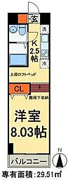 RESIDIA上野御徒町 1DKの間取図画像