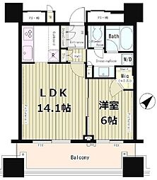 パークコート千代田富士見ザタワー 1LDKの間取図画像