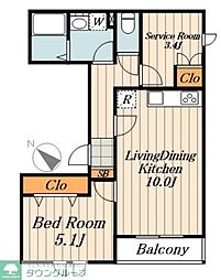 ストームキャットINN西巣鴨 1SLDKの間取図画像
