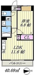 プライムアーバン千駄木 1LDKの間取図画像