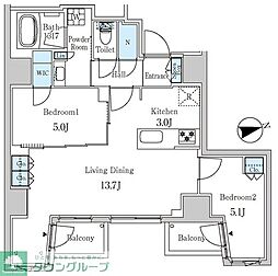 ザ・ライオンズフォーシア外神田 2LDKの間取図画像