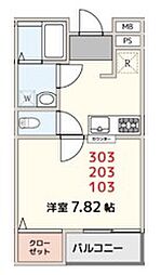 PremigenceKOTESASHI 1Kの間取図画像