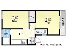 瀬川ハイツ 2DKの間取図画像