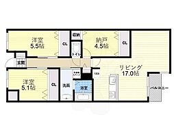 GRAND STEADY 桜の町 2SLDKの間取図画像