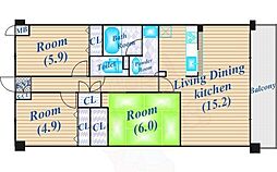サンスーシ南千里 3LDKの間取図画像