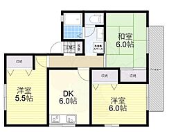 アビテ箕面A棟 3DKの間取図画像