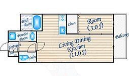 石塚ハイム 1LDKの間取図画像
