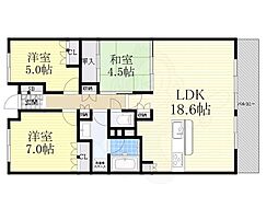 ジオ千里中央ビューコートC棟 3LDKの間取図画像