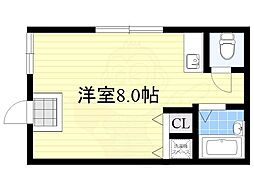 ヤバセハイツ ワンルームの間取図画像