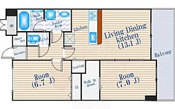 パッセル豊中 2LDKの間取図画像
