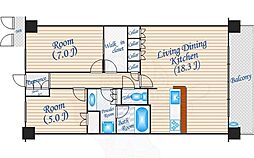 ファインシティ千里津雲台 2LDKの間取図画像