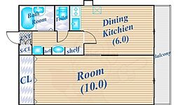 コーポ第3小路 1DKの間取図画像