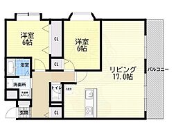 トレビアン箕面 2LDKの間取図画像
