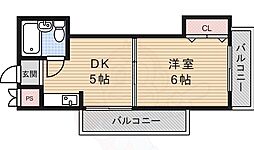 フレール千里 1DKの間取図画像