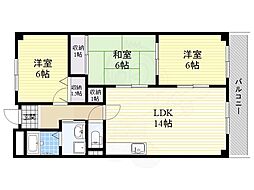 グリーンハイム千里2 3LDKの間取図画像