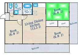 ベルメゾン千里 3LDKの間取図画像