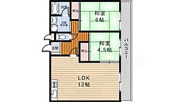 カーサ刀根山 2LDKの間取図画像