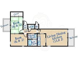 ファミーユ 2LDKの間取図画像