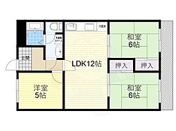グリーンヒル千里 3LDKの間取図画像