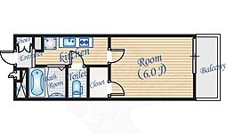 レオパレスソレイルミノオ 1Kの間取図画像