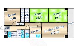 ステラハイツ千里 3LDKの間取図画像