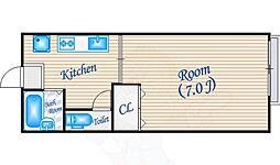 クリオコート箕面 1Kの間取図画像