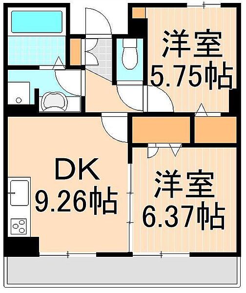 パレドールモア 102｜東京都足立区六町1丁目(賃貸アパート2DK・1階・48.71㎡)の写真 その2