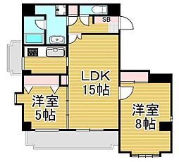 綾東ヴィレッジ弐番館 6階2LDKの間取り