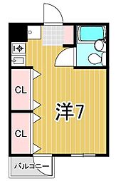 マルタヤ五反野寮 1Kの間取図画像