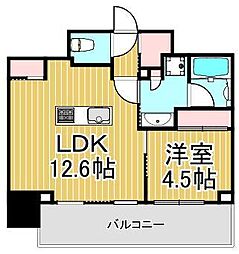 ザ・パークハビオ北千住 1LDKの間取図画像