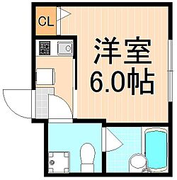 グランシャレー梅島3 1Kの間取図画像
