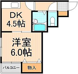 グランサイト六笠No.2 1DKの間取図画像