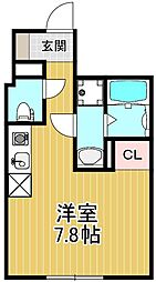 REPURE北千住レジデンス2 ワンルームの間取図画像