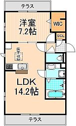 D-room煌 1LDKの間取図画像