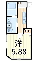 グランシャレー千住旭町 1Kの間取図画像