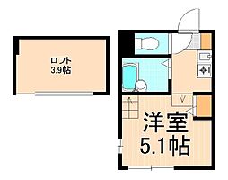 カリーノフォンターナ2 1Kの間取図画像