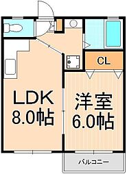 ブランシェ 1DKの間取図画像