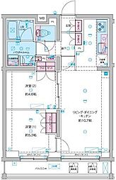 GENOVIA竹ノ塚 2LDKの間取図画像