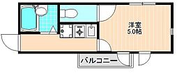 セントラーレ北千住 1Kの間取図画像
