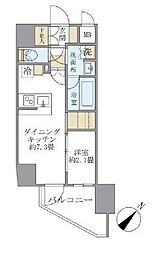 アジールコート町屋 1DKの間取図画像