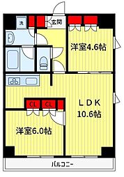 ミライズ五反野レジデンス 2LDKの間取図画像
