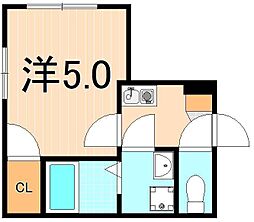 パルゼ北千住 1Kの間取図画像