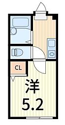 Lメゾン扇B棟 1Kの間取図画像