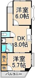 第二國井ビル 2DKの間取図画像