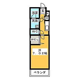 アプリーレ宮崎台II 4階1Kの間取り