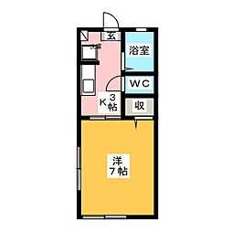 アルカディア宮崎台 1Kの間取図画像