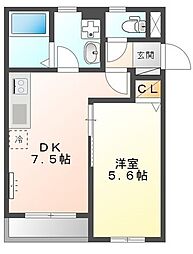 グリーンフォレストA 1DKの間取図画像