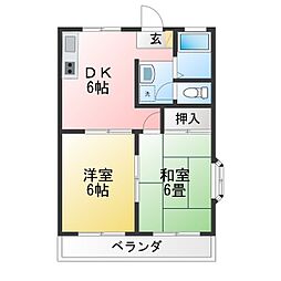 宮前平スターレジデンス1 2DKの間取図画像